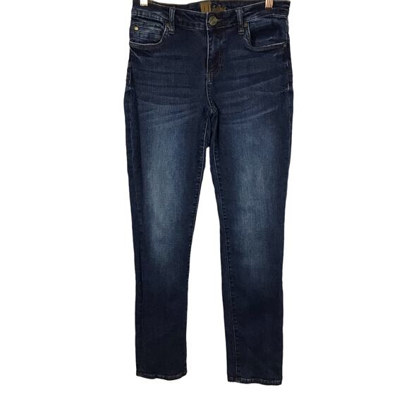 Kut from the Kloth Mid Rise Straight Slim Leg Classic Blue Rinse Jeans sz 4 x 30 - Picture 2 of 11